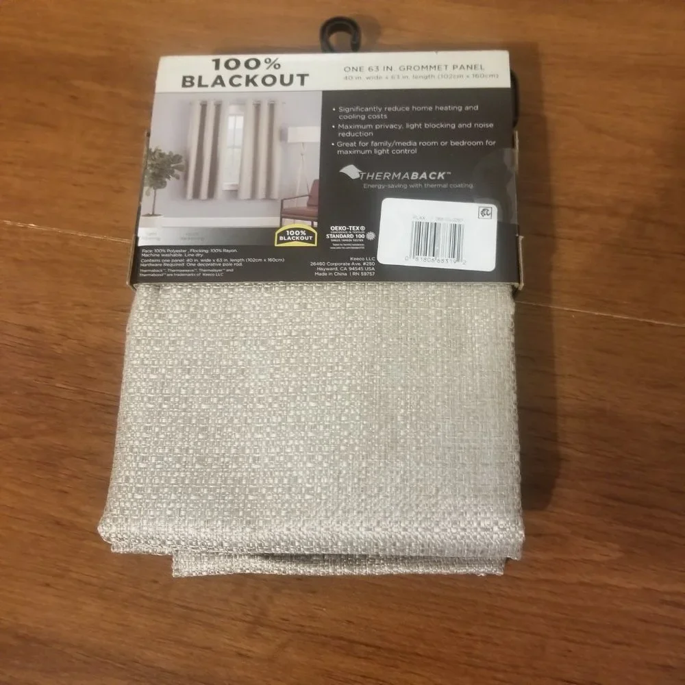 Eclipse Blackout 40x63 Desmond Flax Basketweave Grommet Gold Beige Curtain